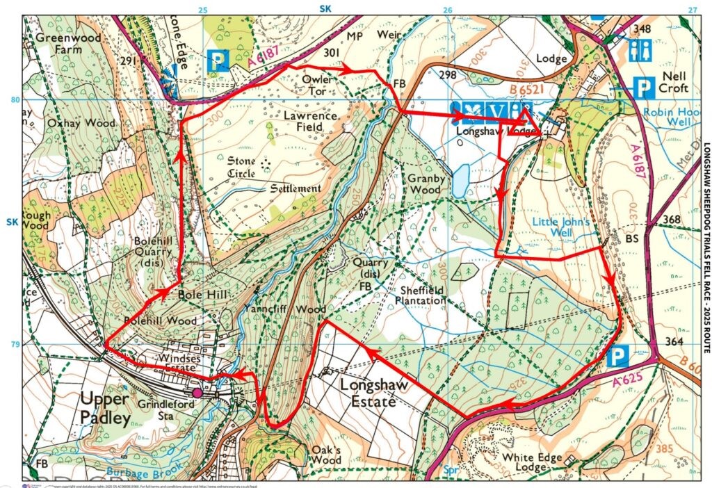 Longshaw Sheepdog Trials Fell Race Route Map