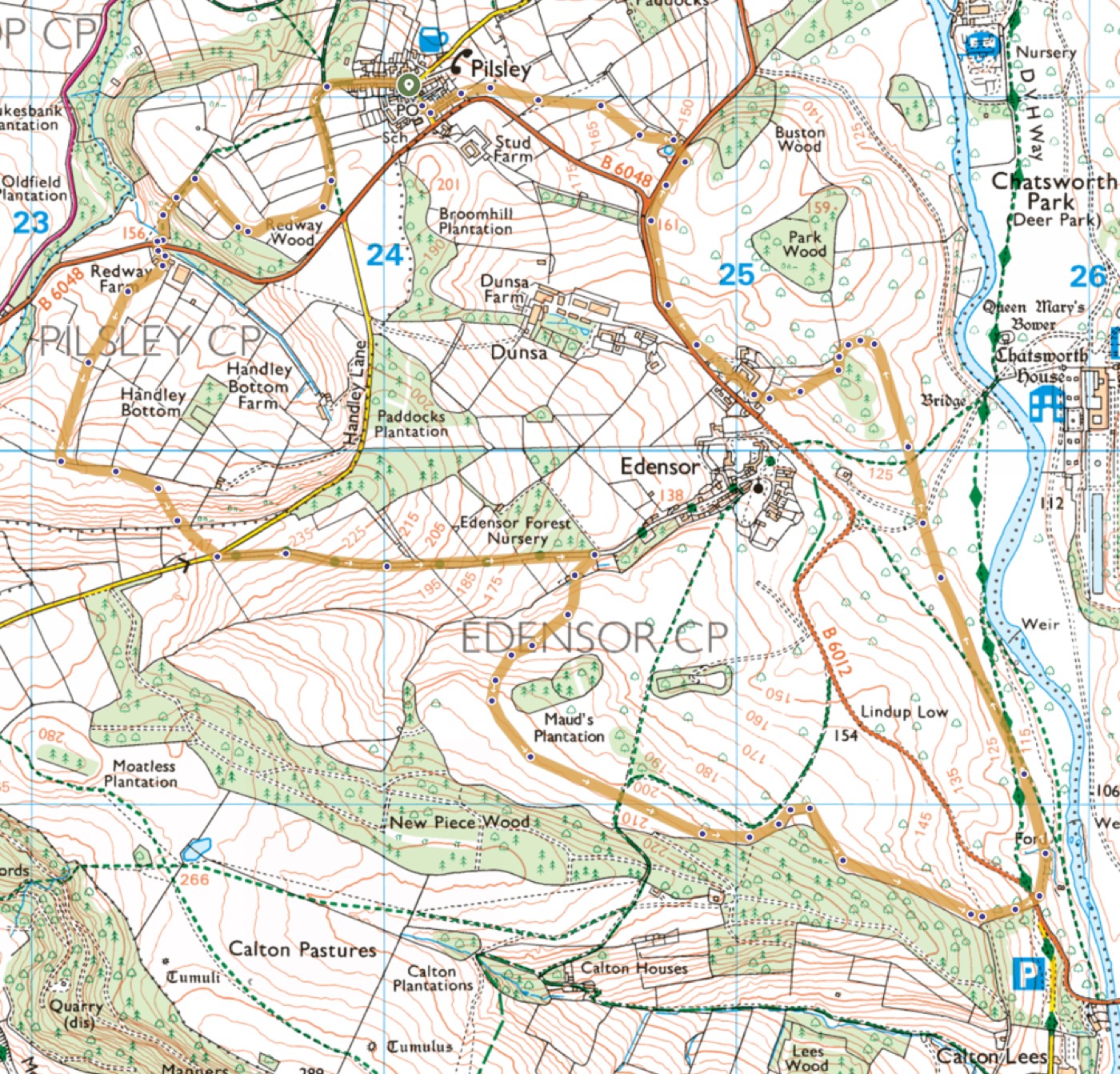 Pilsley Fell Race route map